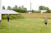Sofie and Erik in a lifesize Kubb-game.